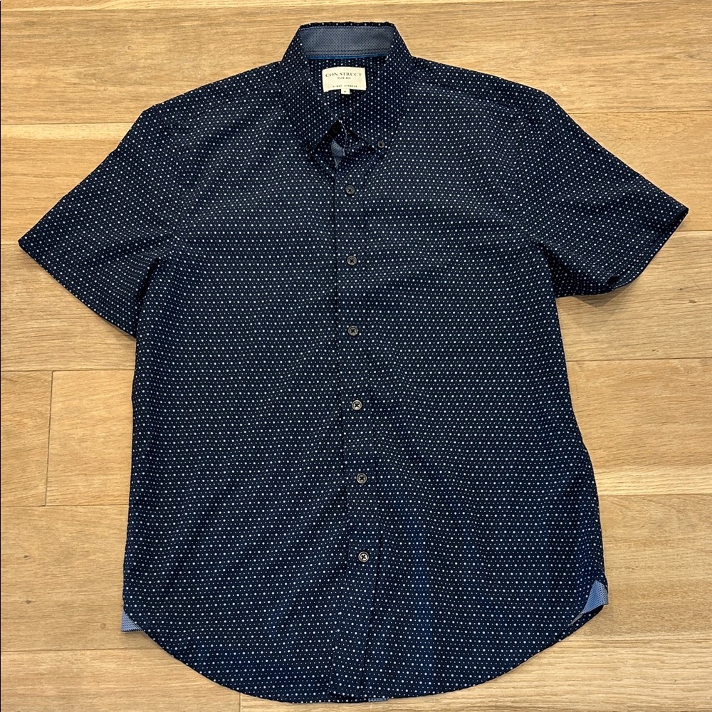 Classic Navy Polka Dot Button-Down Shirt